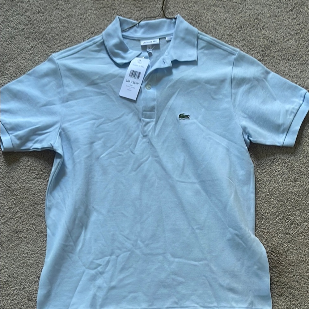 New with Tags Big Kids Lacoste Blue Polo Shirt Classic Cotton big boys size 16